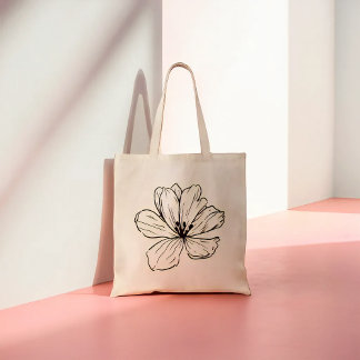 Tote Bag Dessin de ligne florale classique