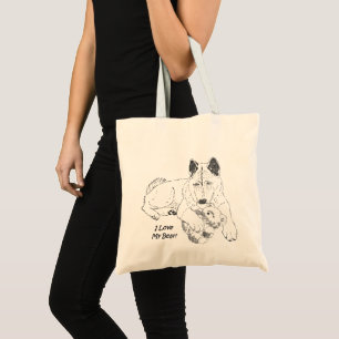 Tote Bag dessin de l'ours en peluche et du mignon chien aki