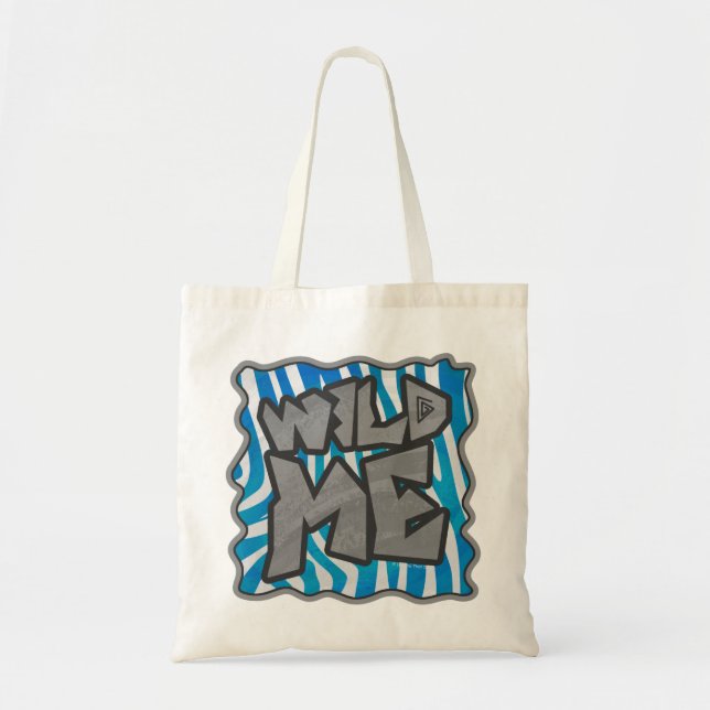 Tote Bag Dessin de silhouette de zèbre bleu et blanc (Devant)