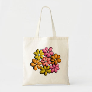 Tote Bag Dessin d'encre coloré pour enfants Fleurs mignonne