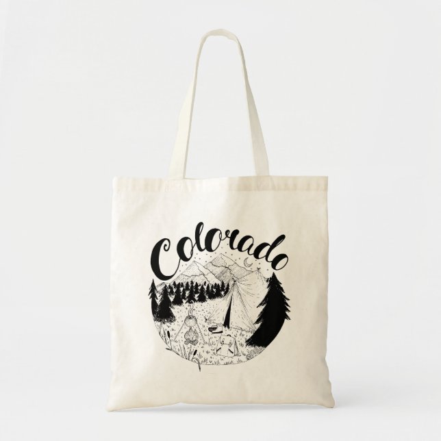 Tote Bag Dessin d'encre des montagnes du Colorado (Devant)