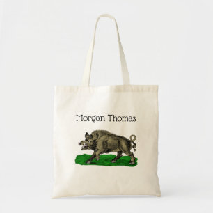 Tote Bag Dessin vintage de sanglier en noir et blanc #3C