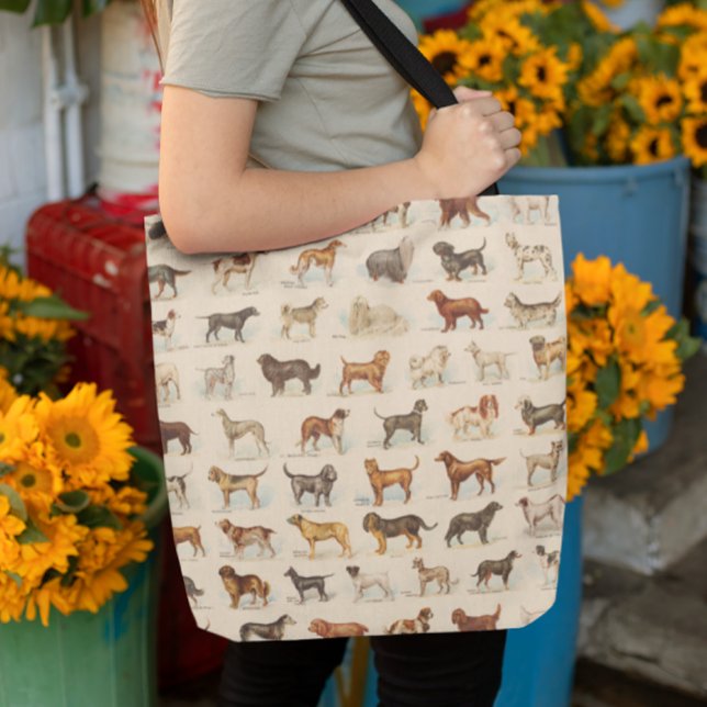 Tote Bag Dessins vintages de race de chien (Créateur téléchargé)