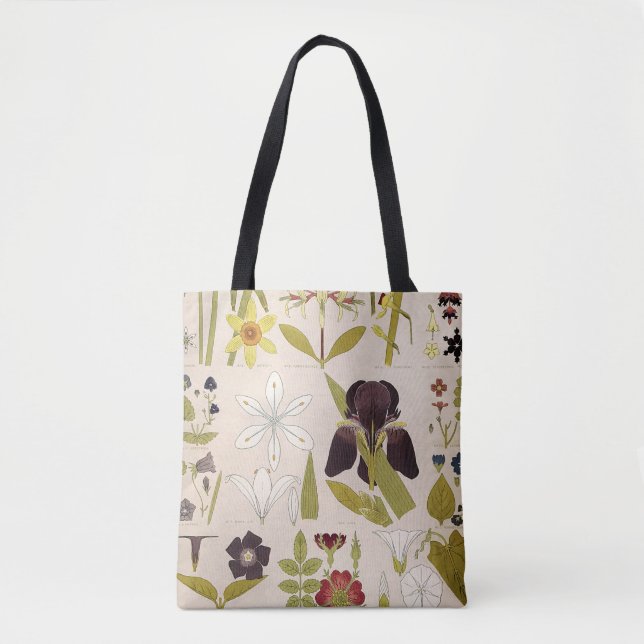 Tote Bag Dessins vintages des fleurs (Devant)
