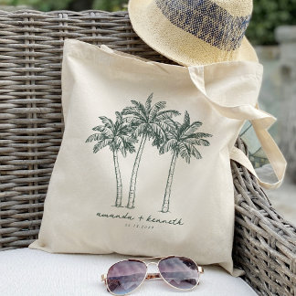 Tote Bag Destination de mariage bienvenue avec palmier colo