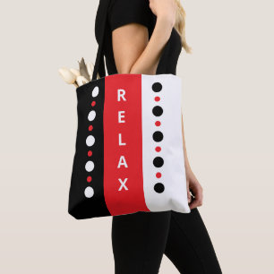 Tote Bag Détendez les points rayures noir blanc & rouge