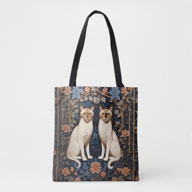 Tote Bag Deux chats siamois William Morris Inspiré (Devant)