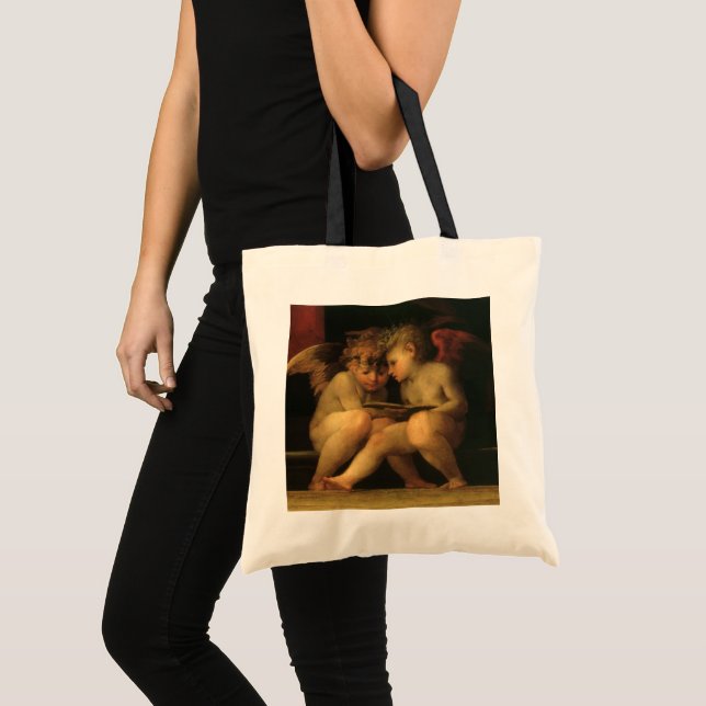 Tote Bag Deux Cherubs Lecture par Rosso Fiorentino, Angels (Devant (produit))