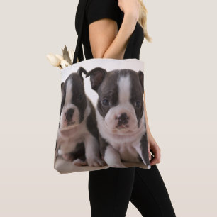 Tote Bag Deux chiots de Boston Terrier