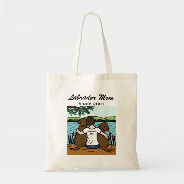 Tote Bag Deux chocolat personnalisé Labradors et maman (Devant)
