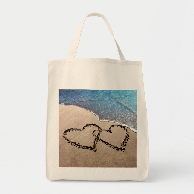 Tote Bag Deux Coeurs Dans La Fourre-tout Du Sable (Devant)