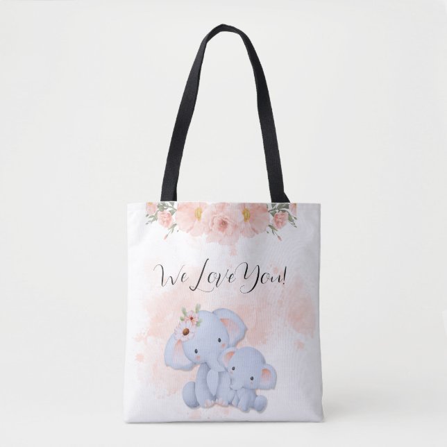 Tote Bag Deux éléphants pour bébés Fourre-tout (Devant)