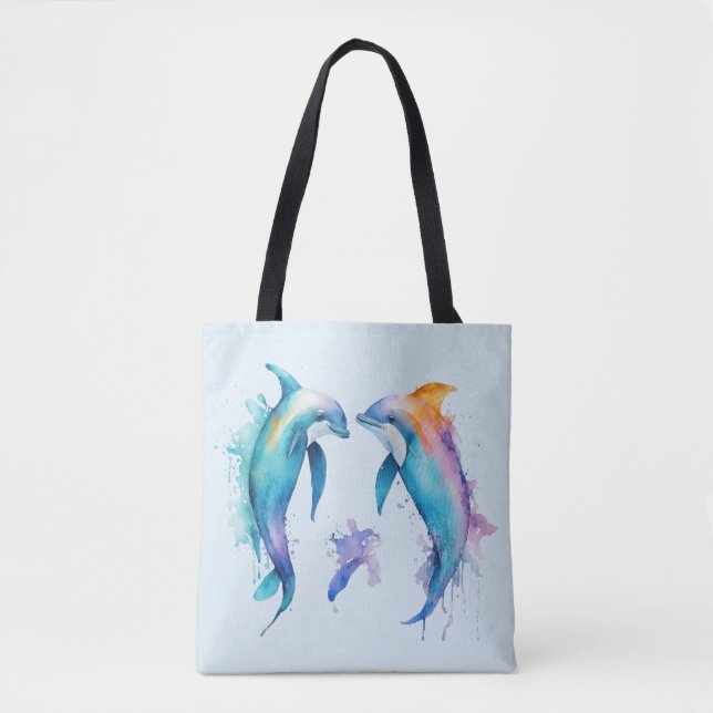 Tote Bag Deux mignons dauphins (Devant)