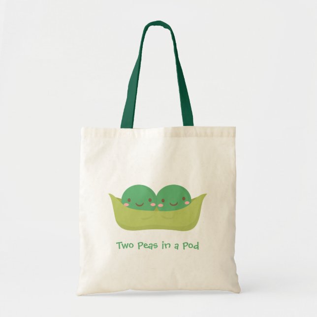 Tote Bag Deux pois mignons dans une cosse pour la maman (Devant)