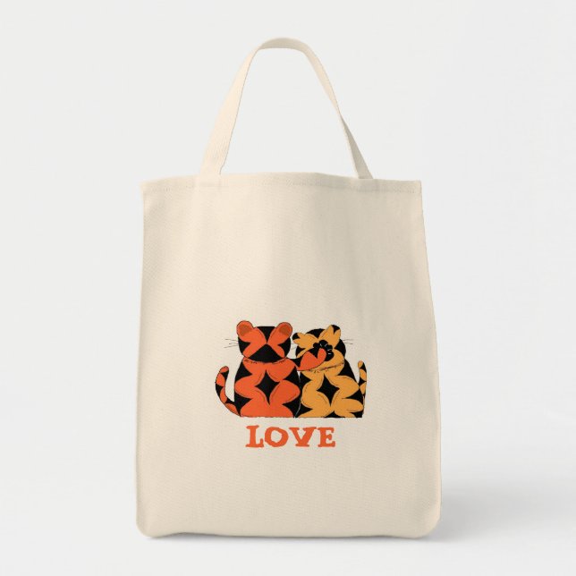 Tote Bag Deux tigres - Amour (Devant)
