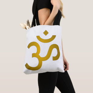 Tote Bag Devanagari om - Blanc