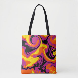 Tote Bag Déversement - orange, noir, rose et jaune