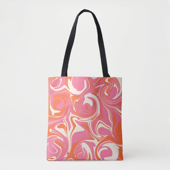 Tote Bag Déversement - rose, orange et crème (Devant)