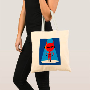 Tote Bag Devil Superhero caractère gras rouge et bleu