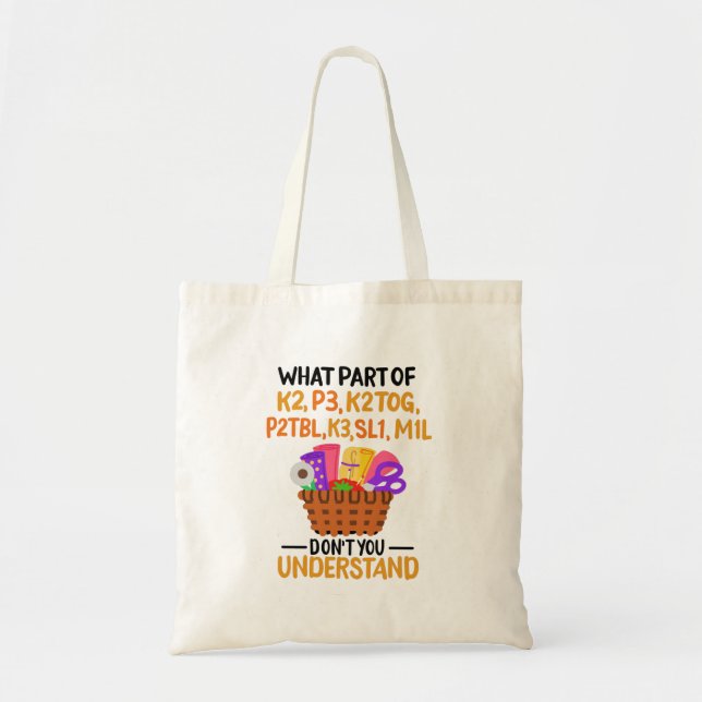 Tote Bag Devis de Tricot amusant tricot (Devant)