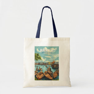 Tote Bag Dhaka Bangladesh Illustration Voyage Art Vintage
