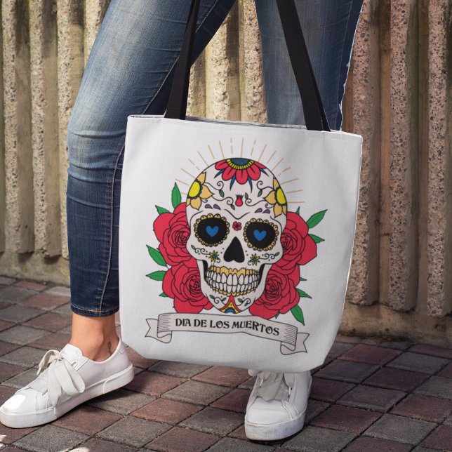 Tote Bag Dia de Los Muertos Floral Sugar Crâne (Créateur téléchargé)
