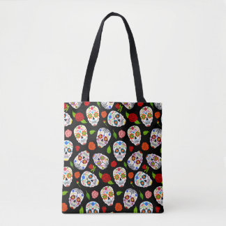 Tote Bag Dia Los Muertos : motif crâne à sucre.