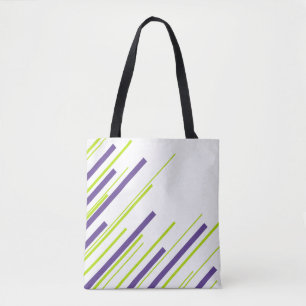 Tote Bag Diagonales en vert citron vert et violet