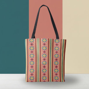 Tote Bag Diamant et rayures doux multicolores Fourre-tout