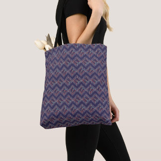 Tote Bag Diamants brodés indigo