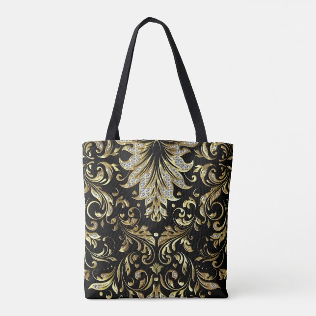 Tote Bag Diamants & Conception Florale Or (Dos)