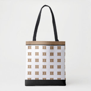 Tote Bag Diamants noirs, beige et blancs élégants
