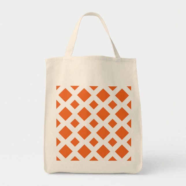 Tote Bag Diamants orange sur blanc (Devant)