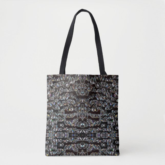 Tote Bag Diamond brillant motif élégant argent et noir (Devant)