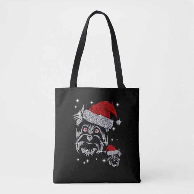 Tote Bag Diamond Schnauzer Chien Noël (Devant)