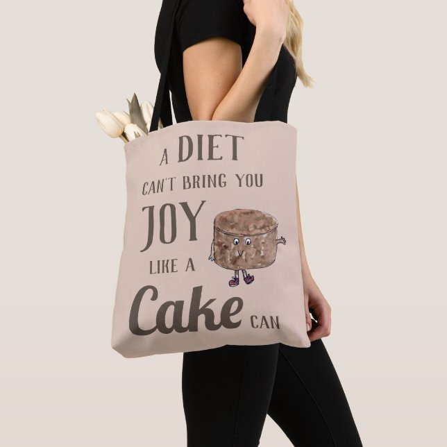 Tote Bag Diet Joy ou Gâteau au chocolat Drôle Slogan Witty  (De près)
