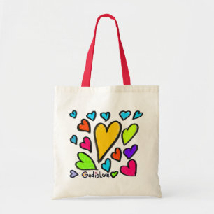 Tote Bag Dieu est Amour avec des Cœurs