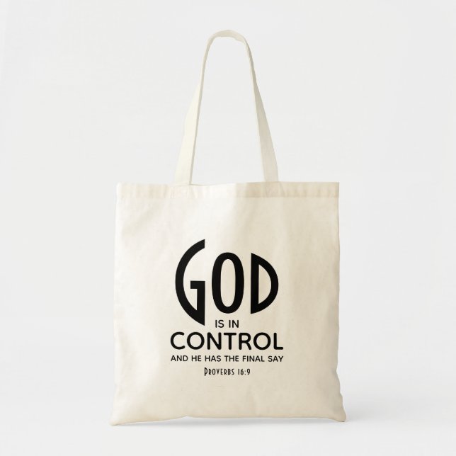 Tote Bag DIEU EST AU CONTRÔLE D'Inspiration chrétienne (Devant)