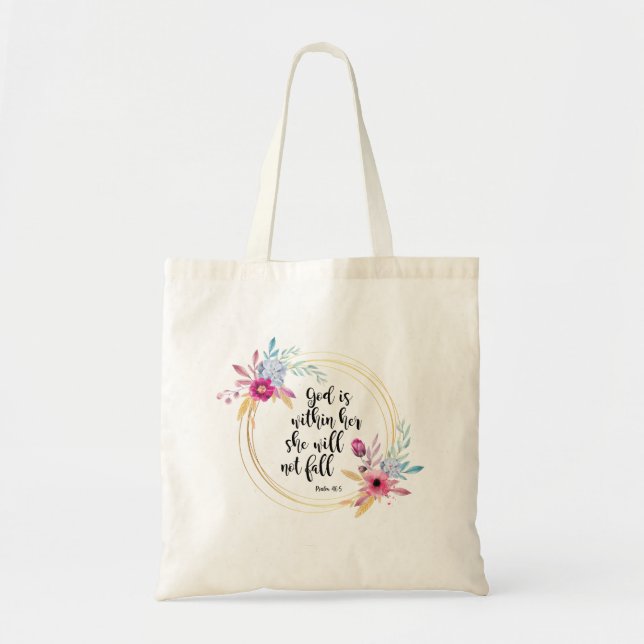 Tote Bag Dieu est dans son psaume 46:5 (Devant)
