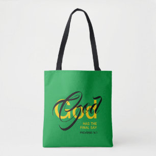 Tote Bag DIEU FINAL DIRE Écriture   Monogramme   Vert