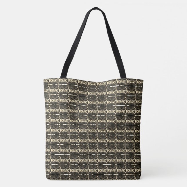 Tote Bag Différentes formes brunes, rayées ou rayées (Dos)
