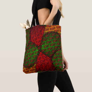 Tote Bag Différents montages d'images, brique, rouge, vert,