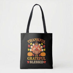 Tote Bag Dinde de Thanksgiving Béni Reconnaissant Grateful