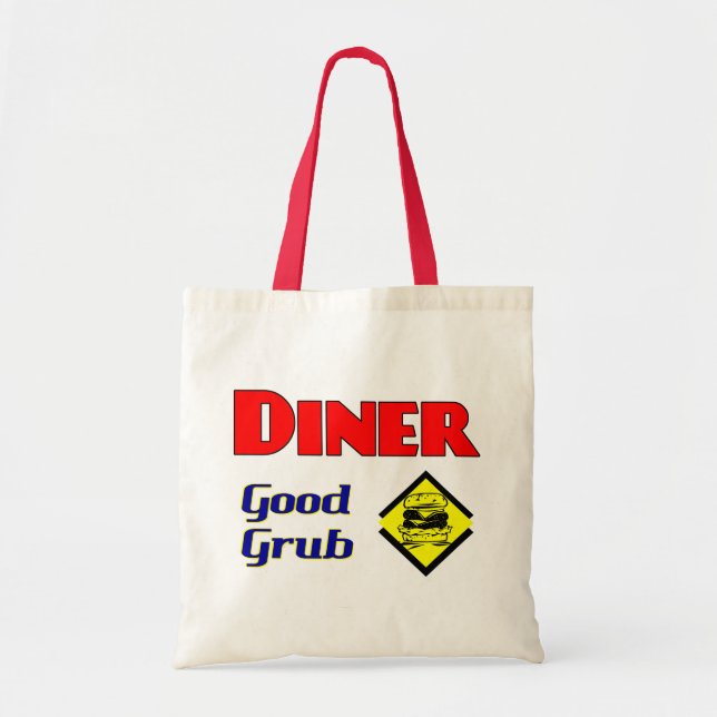 Tote Bag Diner Good Grub Hamburger Restaurant Art (Devant)