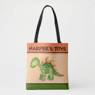 TOTE BAG DINOSAUR PERSONALIZED NAME 2 SIDED