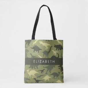 Tote Bag Dinosaure Motif, Dinosaur Silhouette, Votre Nom