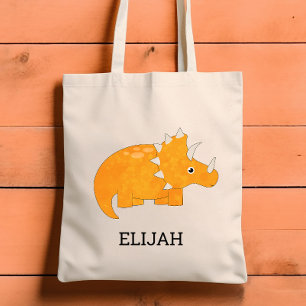 Tote Bag Dinosaure Orange Mignon Enfants Personnalisés