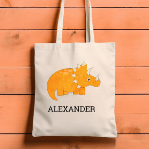 Tote Bag Dinosaure orange mignon personnalisé