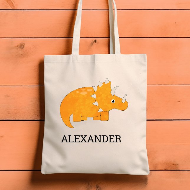 Tote Bag Dinosaure orange mignon personnalisé (Créateur téléchargé)