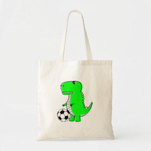 Tote Bag Dinosaure Vert Aime Le Football